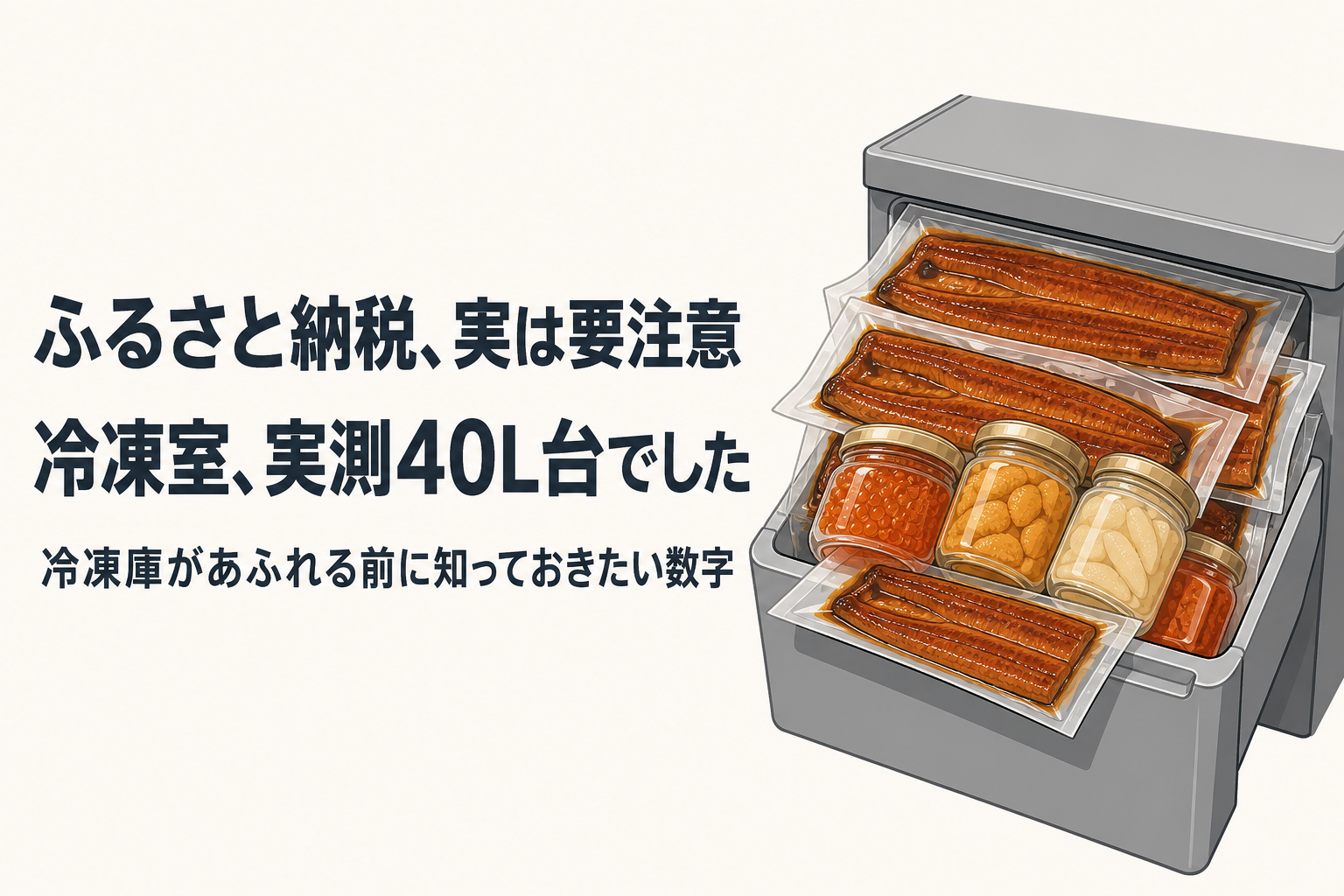 ふるさと納税で冷凍庫があふれる前に。一人暮らしの冷凍室、実測は40L台でした