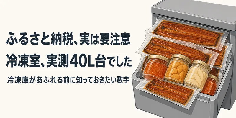 ふるさと納税で冷凍庫があふれる前に。一人暮らしの冷凍室、実測は40L台でした