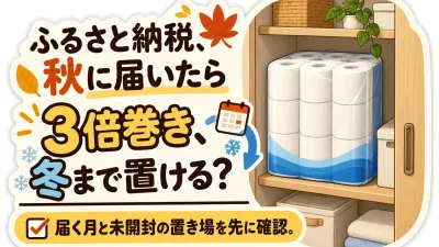 ふるさと納税の3倍巻きトイレットペーパーは秋口に届く？ワンルームで冬まで保管する選び方