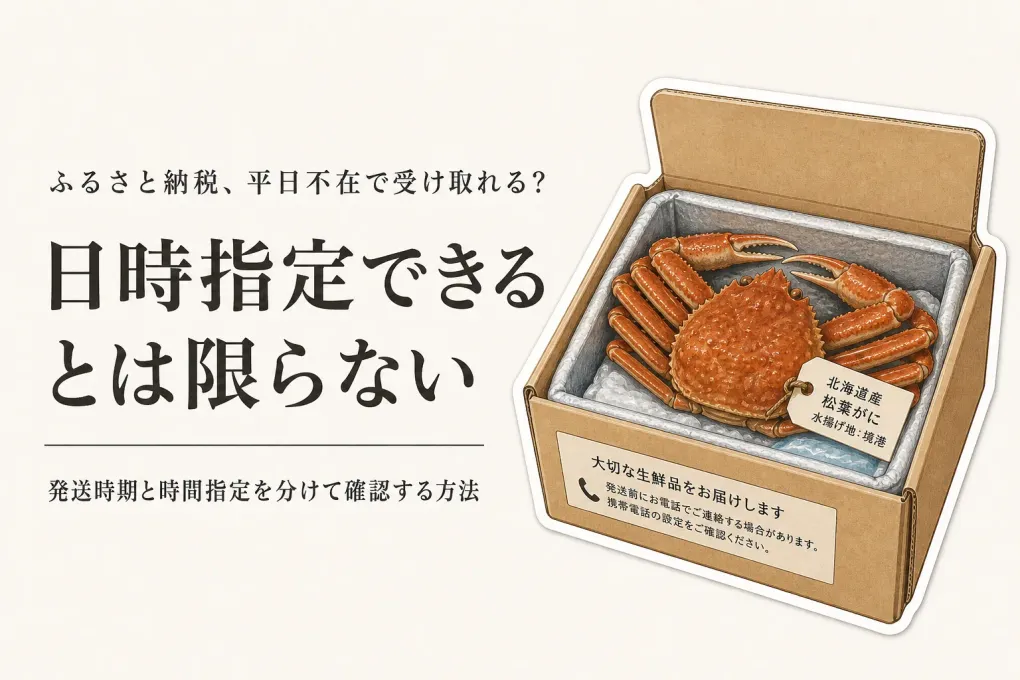ふるさと納税の冷蔵カニ・冷凍ハンバーグは日時指定できる？発送時期との見分け方