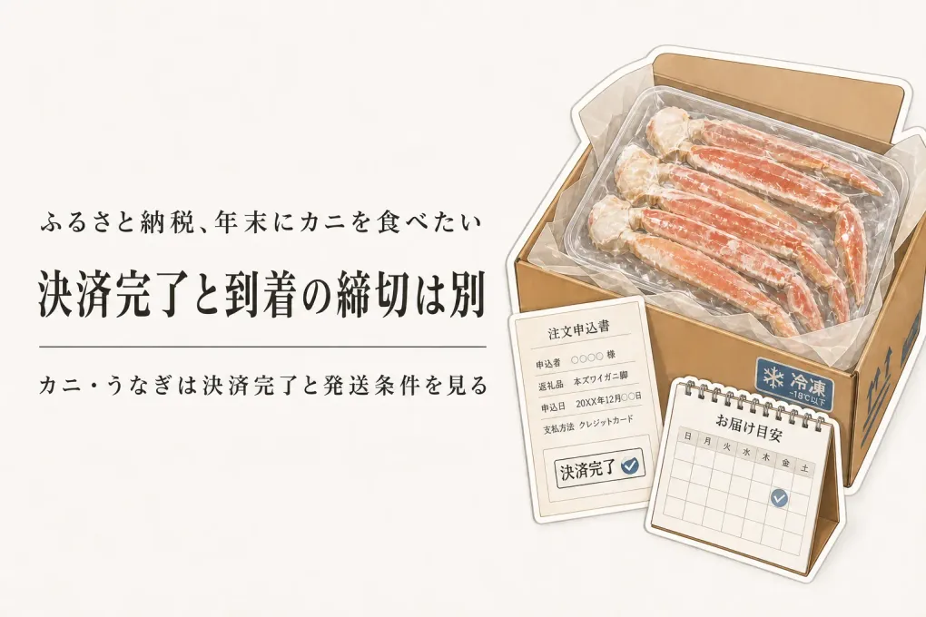 ふるさと納税の年内発送カニ・うなぎはいつ申し込む？12月31日カード決済と配送条件の見分け方